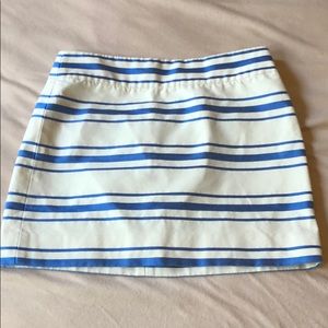 J Crew Cream and Blue mini skirt
